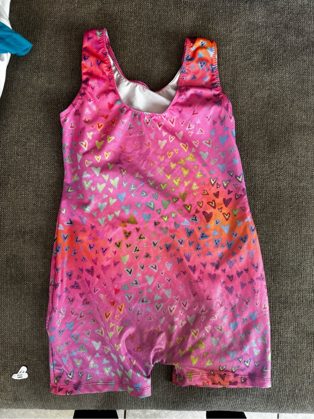 Pink Heart Print Girls' One-Piece Gymnastics Leotard
